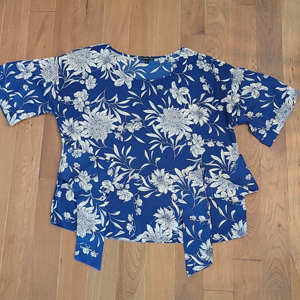 West Kei tie back dolman floral blouse medium